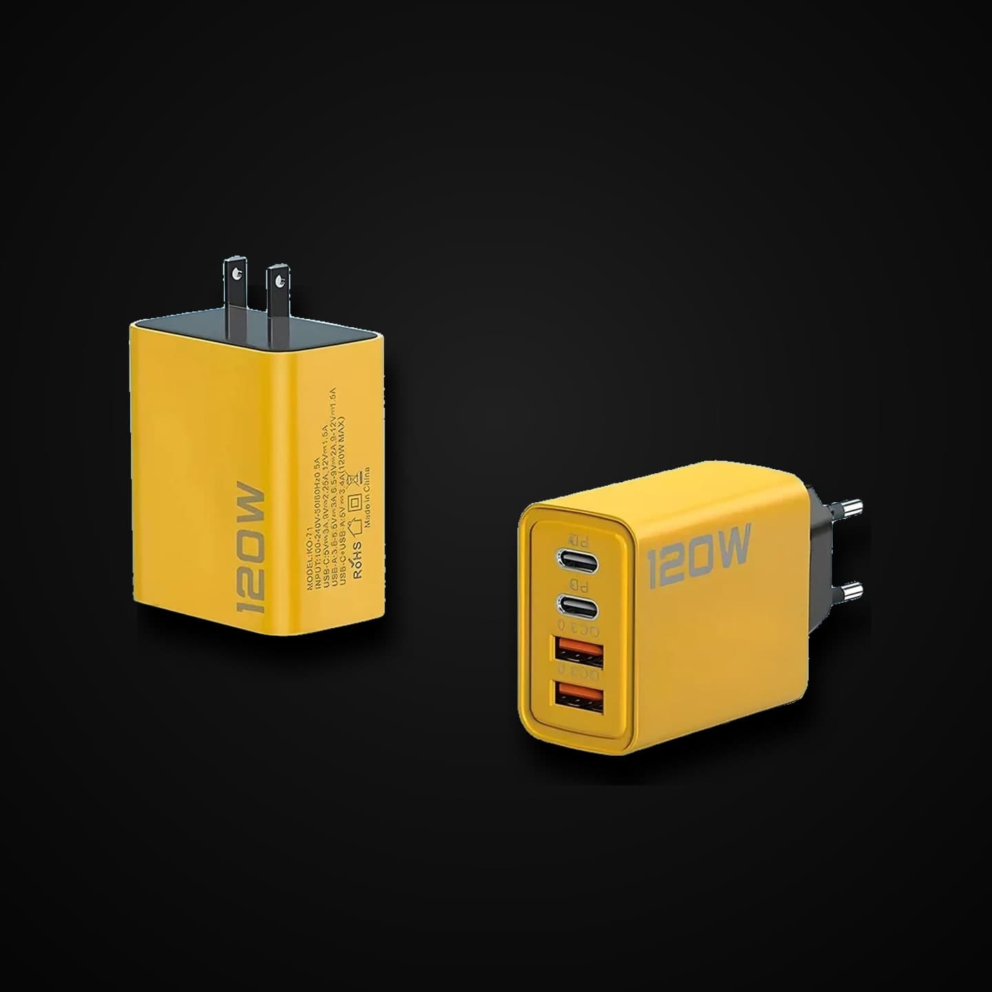 Зарядний пристрій на 4 порти (3×USB-A + USB-C)