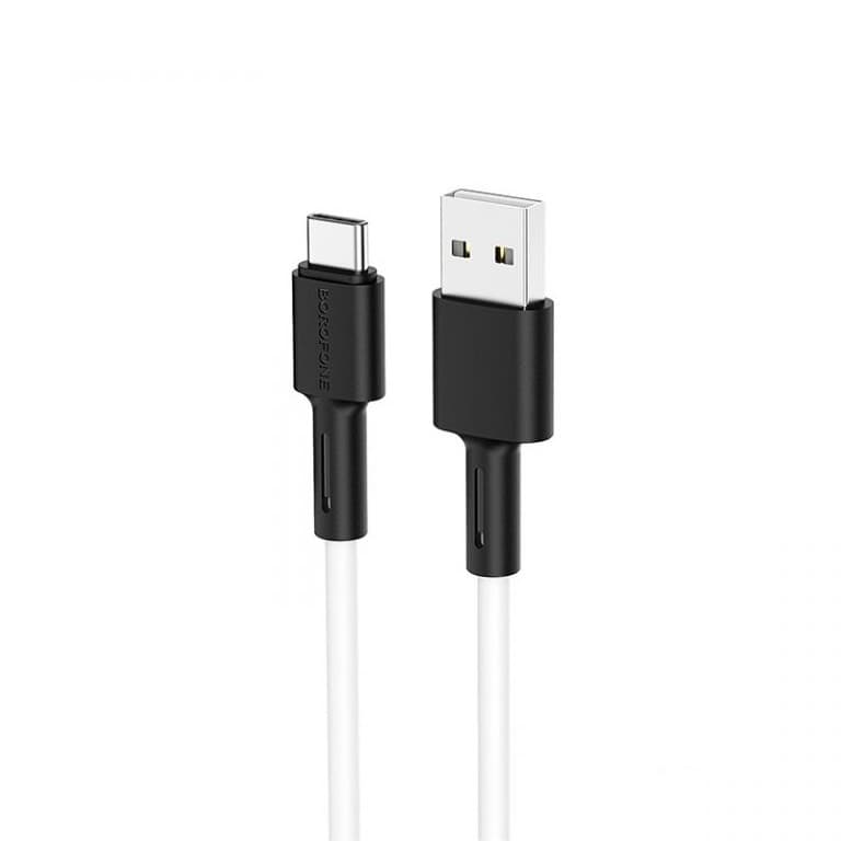 Кабель BOROFONE BX31 USB to Type-C 3A, 1m, silicone, TPE connectors, White