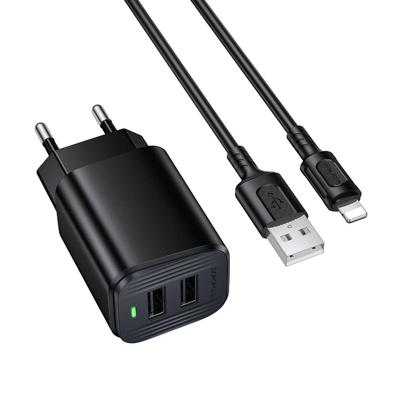 Мережевий зарядний пристрій BOROFONE BAS81A Star dual-port charger set (Type-C) (EU) Black
