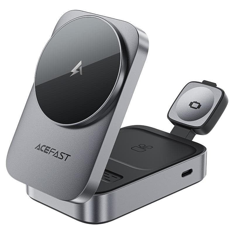 Бездротовий зарядний пристрій ACEFAST E22 Desktop 3-in-1 Wireless Charging holder Metal Gray