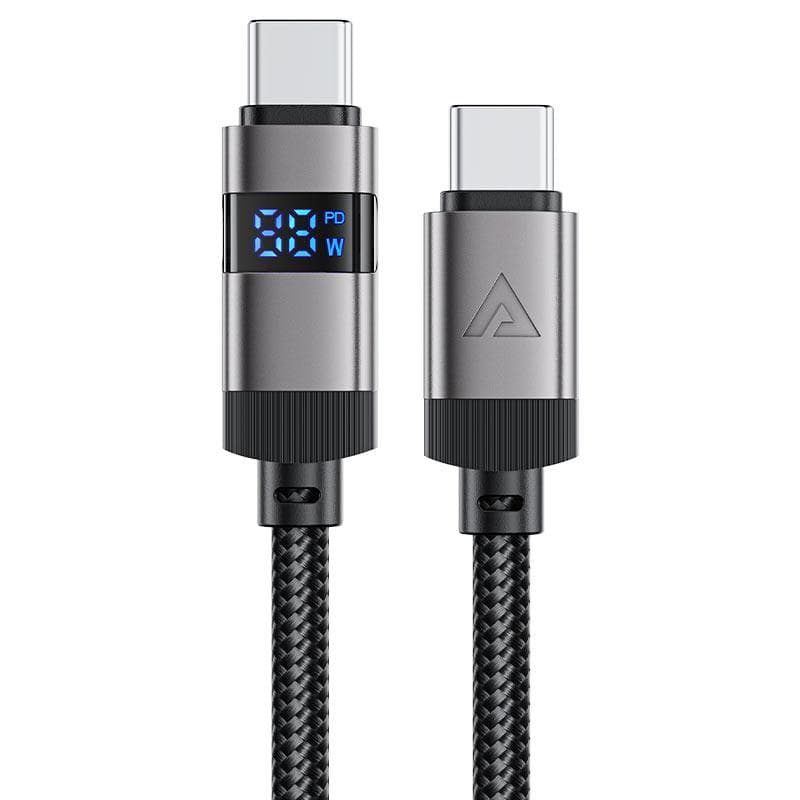 Кабель ACEFAST C15-03 USB-C to USB-C zinc alloy digital display braided charging data cable Black