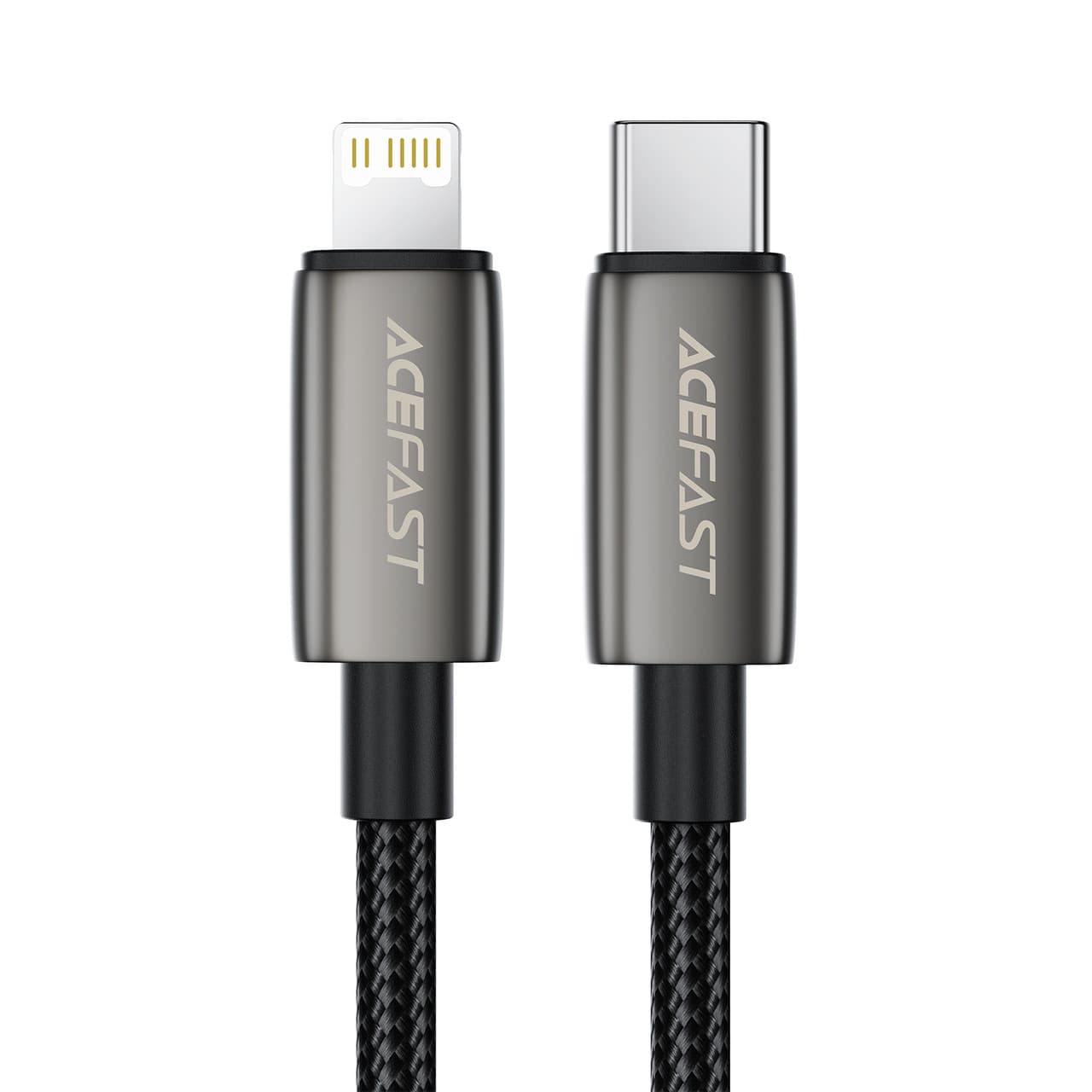 Кабель ACEFAST C23-01, USB to iP, 30W,1.2m, Nylon, Zinc alloy + TPE connectors, Black