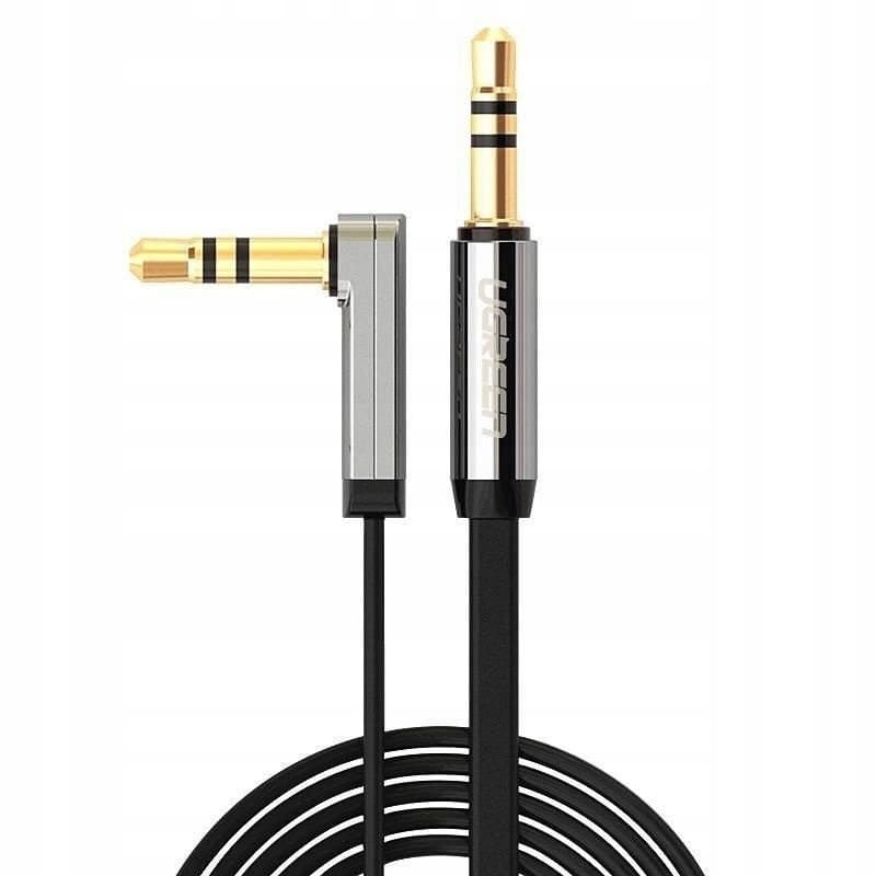 Аудіокабель UGREEN AV119 3.5mm male to 3.5mm male, Straight to angle flat Cable,TPE, 1m Black