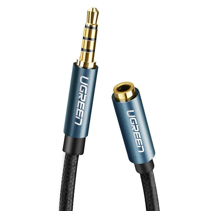 Аудіокабель UGREEN AV118 3.5mm Male to 3.5mm Female, nylon braid, 2m Black