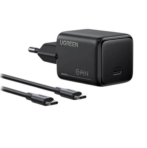 Мережевий зарядний пристрій з кабелем UGREEN X517 25W USB-C GaN Fast Charger Set EU+1M CC Cable black