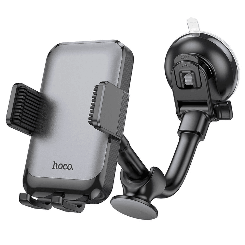 Автотримач для телефона HOCO H27 Rock push-type car holder(center console) Black gray