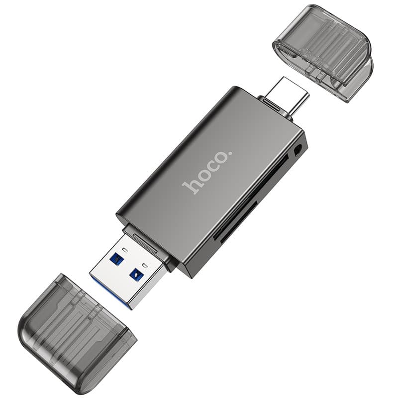 Кардрідер HOCO HB39 USB/Type-C 3.0 high-speed card reader Metal Gray