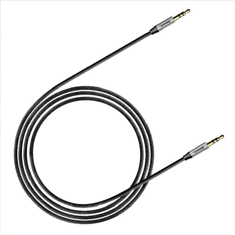 Аудіокабель Baseus M30 3.5mm male to 3.5mm male, nylon braid, 1m Silver+Black