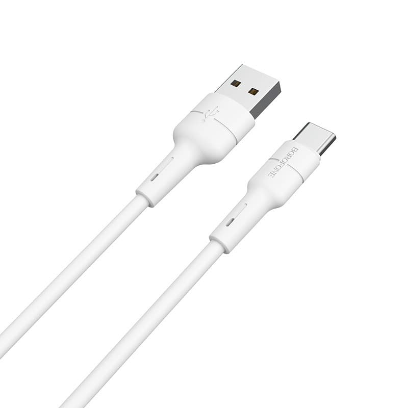 Кабель BOROFONE BX30 USB to Type-C, 3A, 1m, silicone, TPE connectors, White