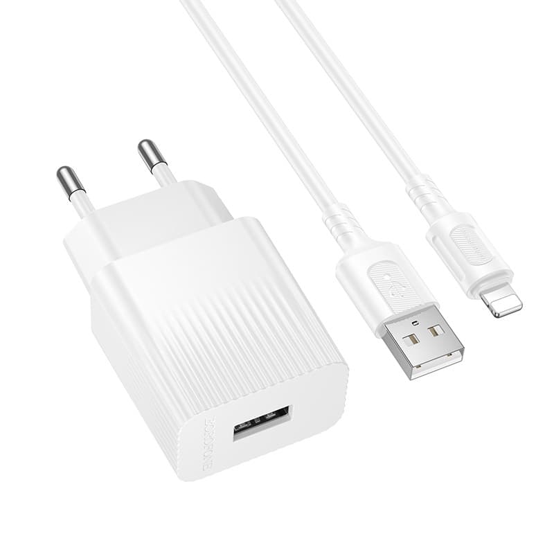 Мережевий зарядний пристрій з кабелем BOROFONE BAS71A Source single-port charger set(iP) White