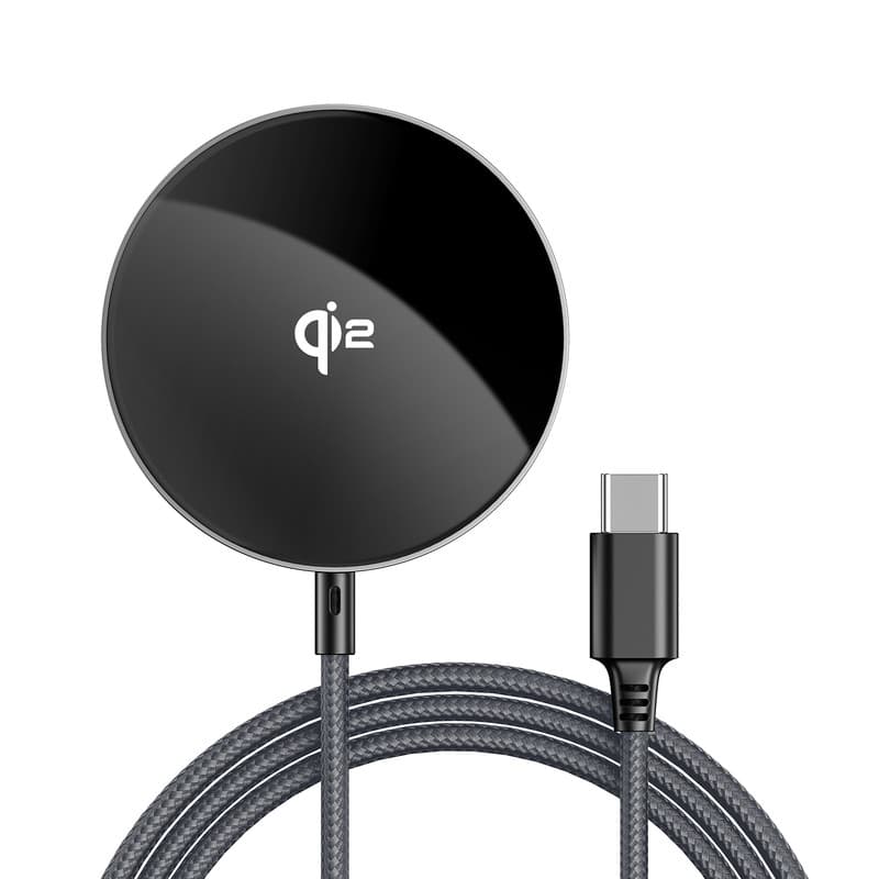 Бездротовий зарядний пристрій ACEFAST E24 QI2 desktop magnetic wireless charger with cable, Metal Gray