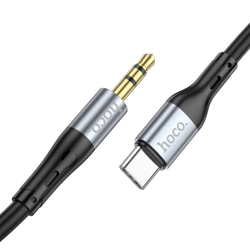 Аудiокабель HOCO UPA22 Type-C to 3.5mm male, silicone, 1m, Black