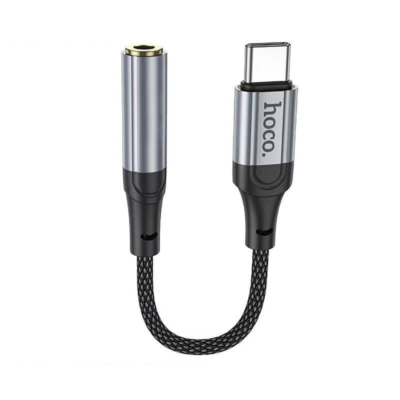Аудiокабель HOCO LS36 Type-C to 3.5 female, nylon braid, 0.12m, Black