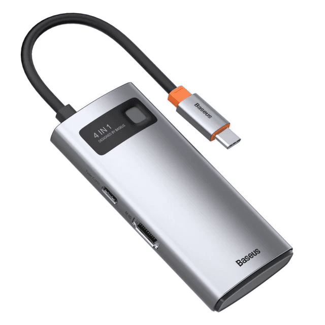 USB-хаб Baseus Metal Gleam Series 4-in-1 Multifunctional Type-C HUB Docking Station Gray(Type-C to HDMI*1+USB3.0*1+USB2.0*1+PD*1)