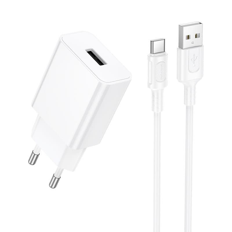Мережевий зарядний пристрій BOROFONE BA110A Lemi single port charger set (Type-C) (EU) White