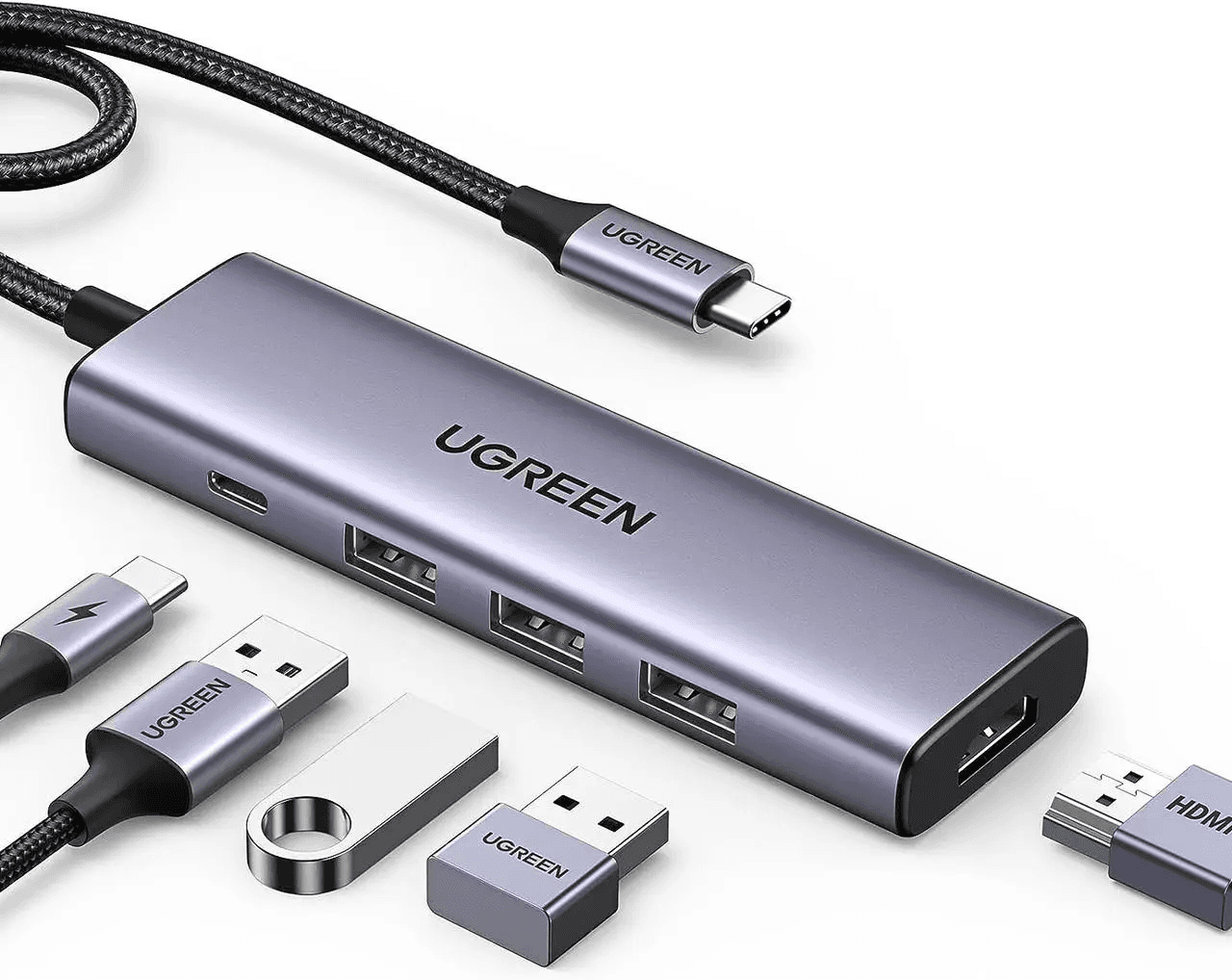 USB-хаб UGREEN CM511 USB-C To HDMI+3*USB 3.0 A+PD Power Converter